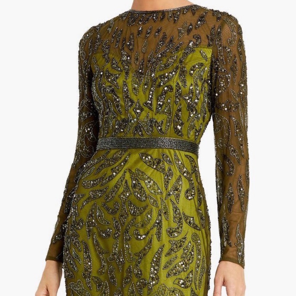 Mac Duggal Olive and Lime Dress